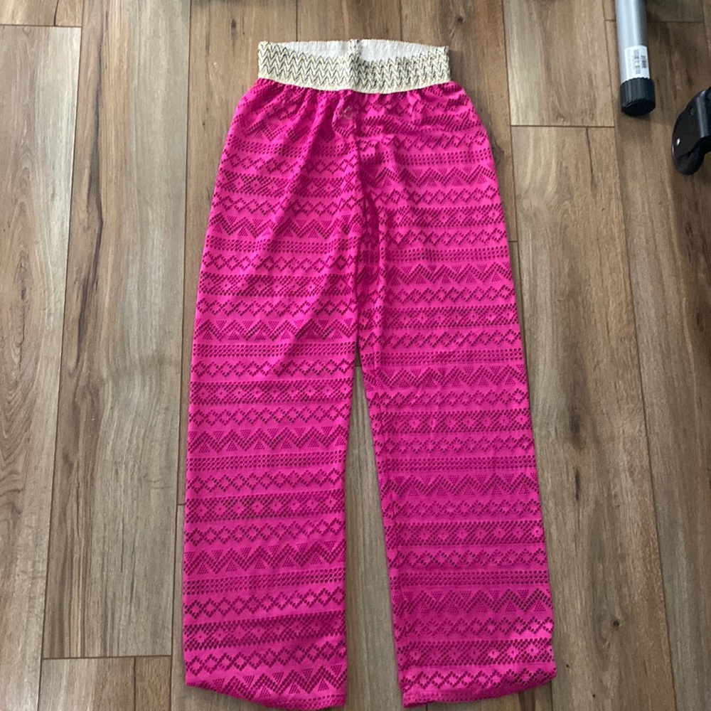 Hot pink pant bathing suit cover up